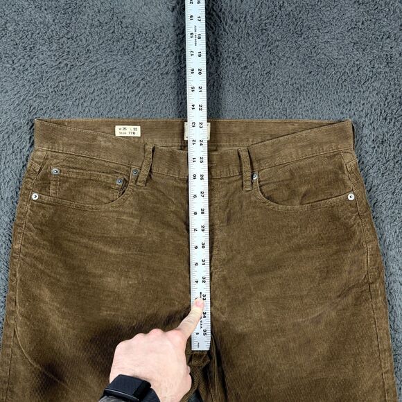 J Crew Pants Mens 35x32 Brown 770 Straight Fit Corduroy 5 Pocket Trouser Preppy - Picture 10 of 14